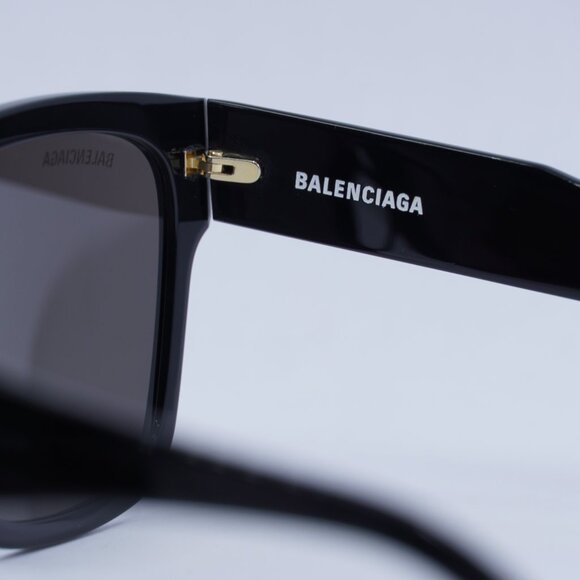 Balenciaga BB0056S 001 Sunglasses Black Square Frame, Grey Lenses - Picture 10 of 12